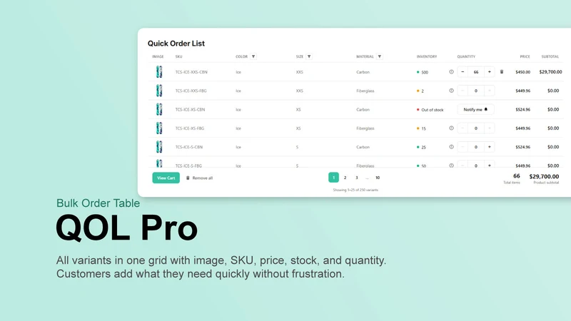 QOL Pro: Quick Order List