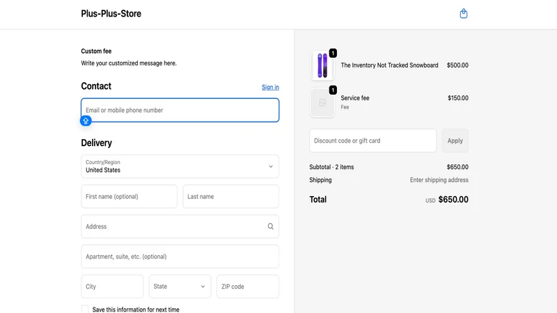 Custom fee value for plus