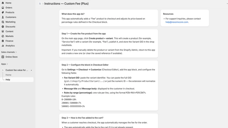 Custom fee value for plus
