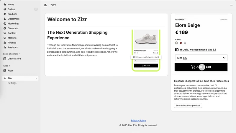 Zizr — Sizing, no measuring