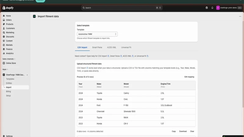 ViewForge: YMM Search & Filter