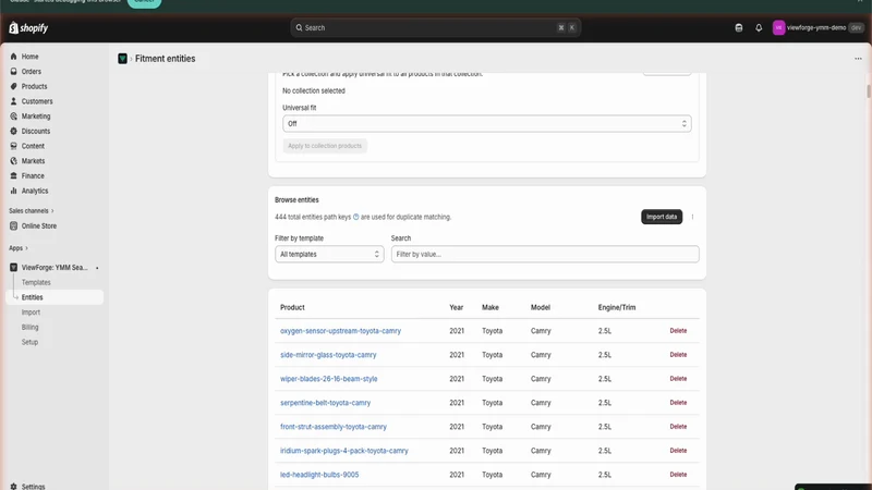 ViewForge: YMM Search & Filter