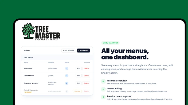 Tree Master ‑ Bulk Menus
