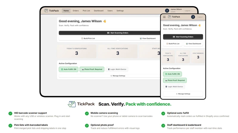 TickPack: Scan, Verify & Pack