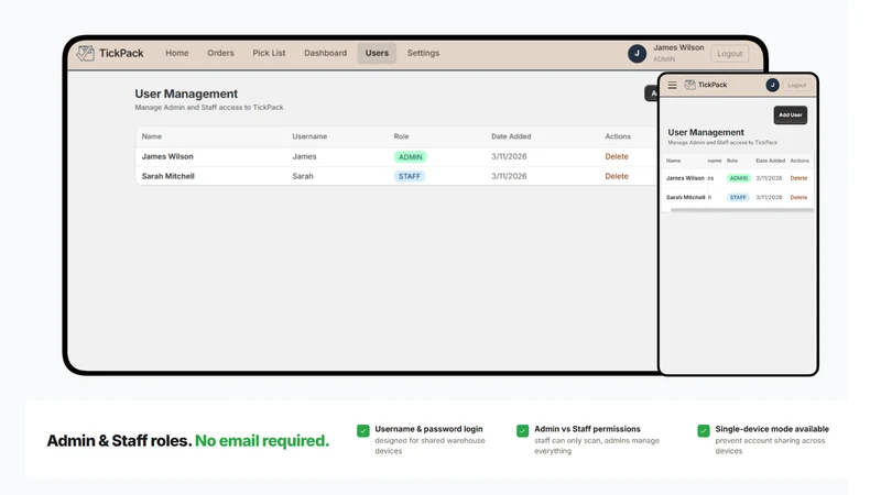 TickPack: Scan, Verify & Pack