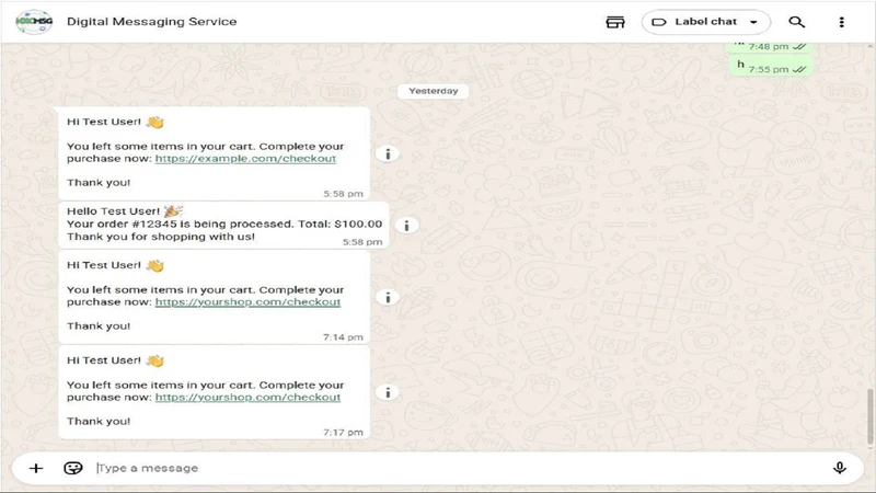 Waba NXC WhatsApp Notification