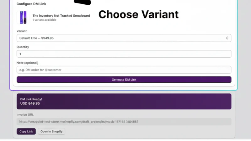 VerzPoint ‑ DM Checkout Links