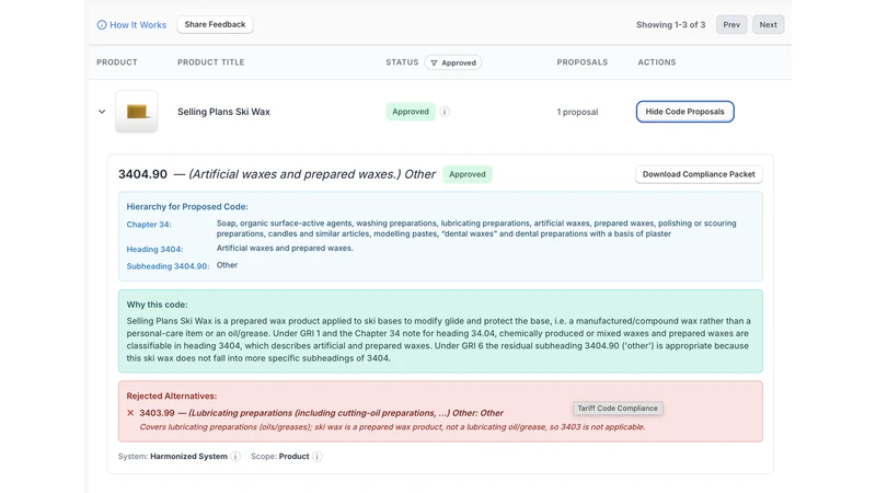 Tariff HS Code Compliance