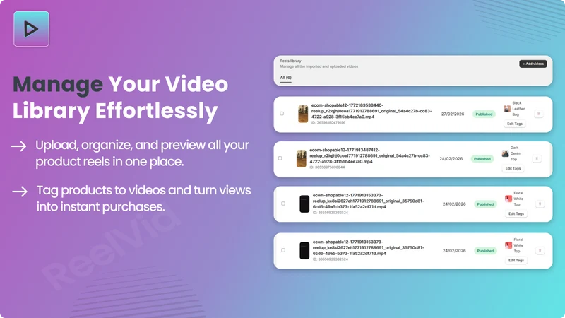 Reel vid (shopable video app)