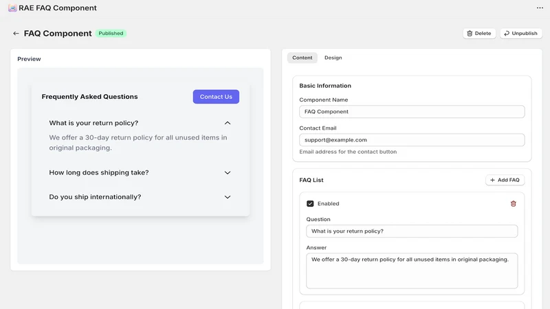 RAE FAQ Component