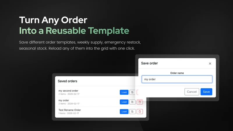 Quick Order B2B Grid