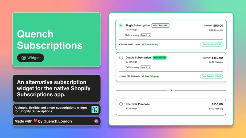 Quench Subscriptions | Widget