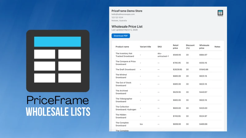 PriceFrame | Wholesale Lists