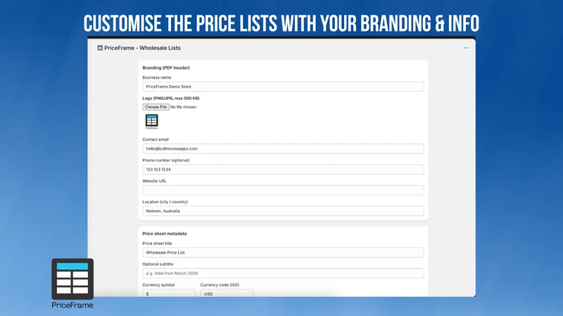 PriceFrame | Wholesale Lists