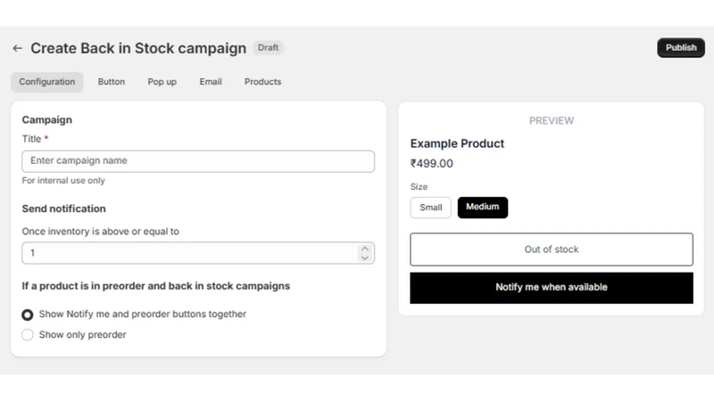 Preorder, Back in Stock Notify