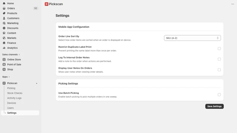 Pickscan ‑ Pick, Pack & Scan