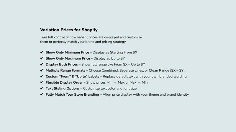 Variation Price Display Range