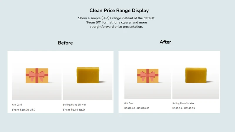 Variation Price Display Range
