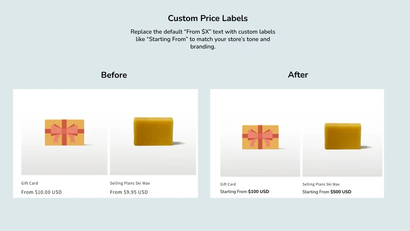 Variation Price Display Range
