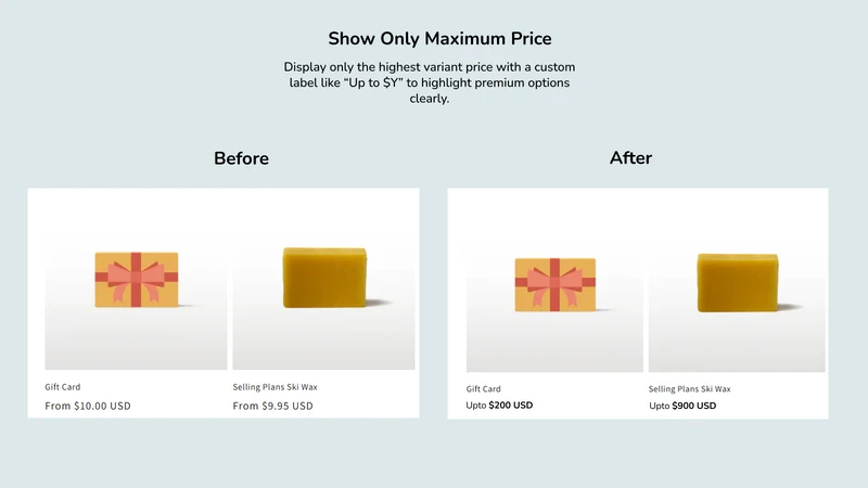 Variation Price Display Range