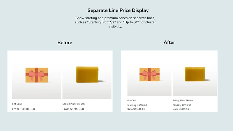 Variation Price Display Range