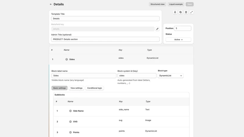 Flexible Nested Metafields
