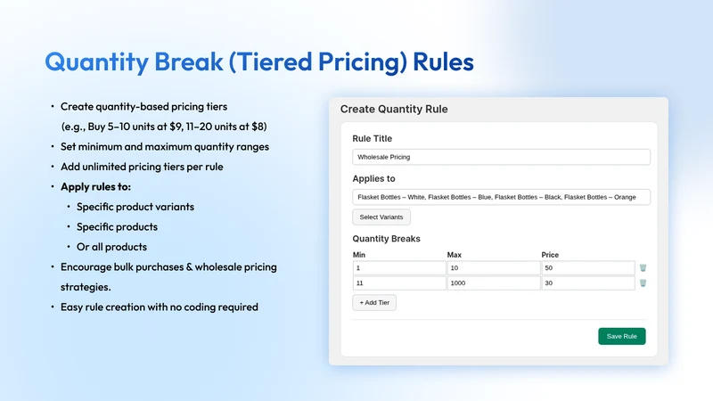 Variant Pricing & Qty Breaks