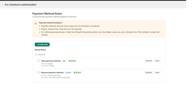FCS Payment Customization