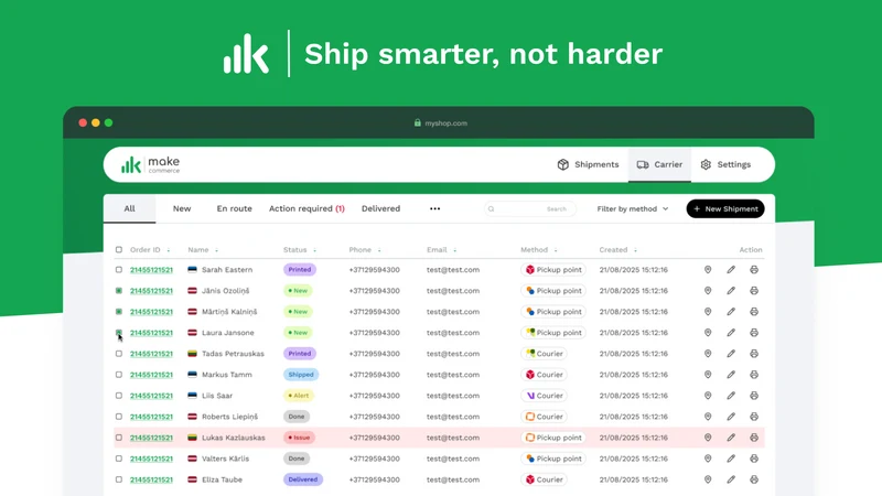 MakeCommerce Shipping Solution