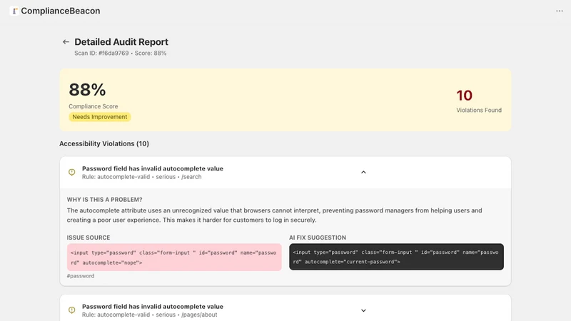 Compliance Beacon EAA Scanner