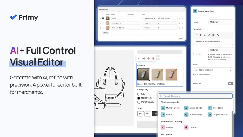 Primy Live Product Options