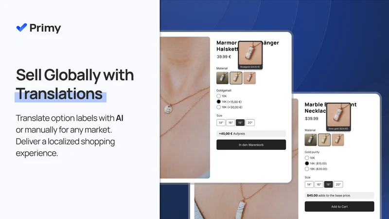Primy Live Product Options