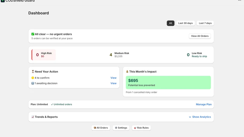 CODShield ‑ Fraud Prevention