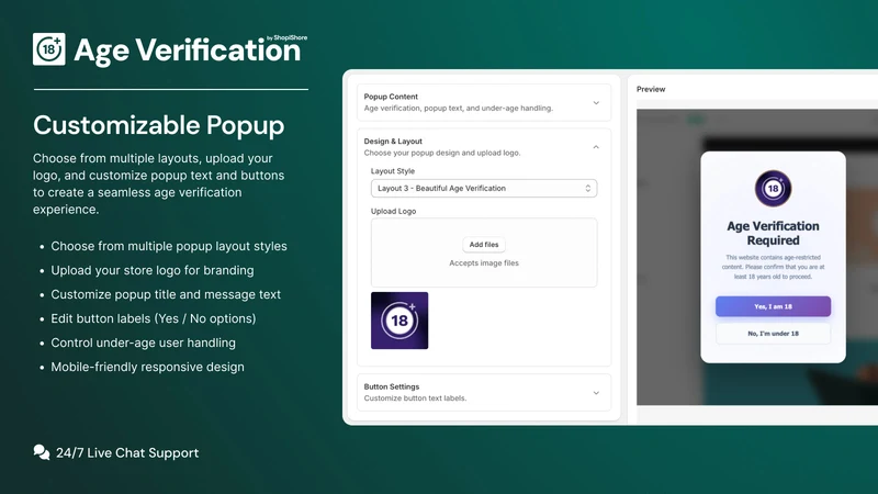 Easy Age Verification ‑ Popup