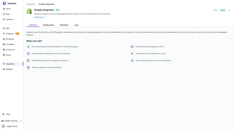 Turbodev: WhatsApp & Cart
