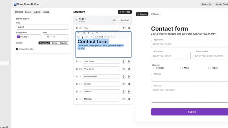 Qivra Form Builder