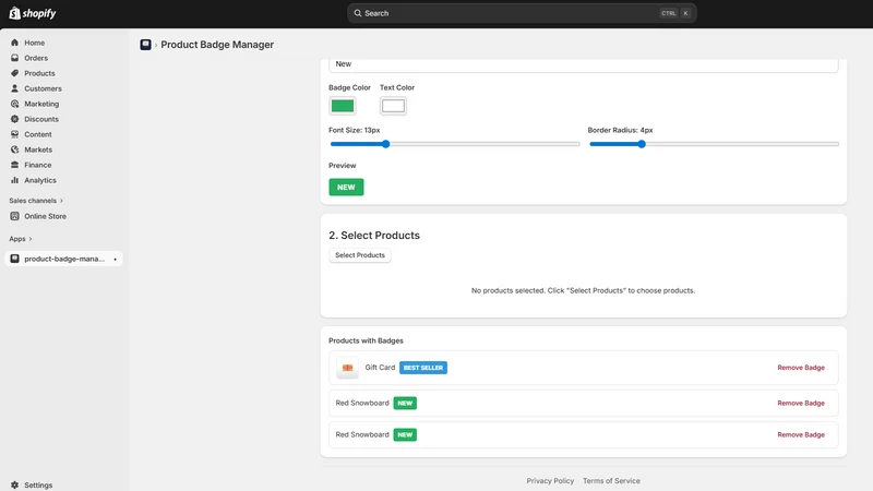 Product Badge Manager