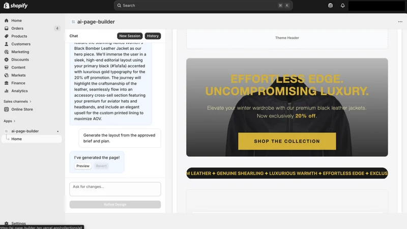 Athena AI Landing Page Builder