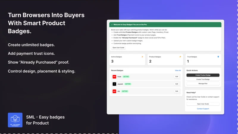 Easy badges for Product