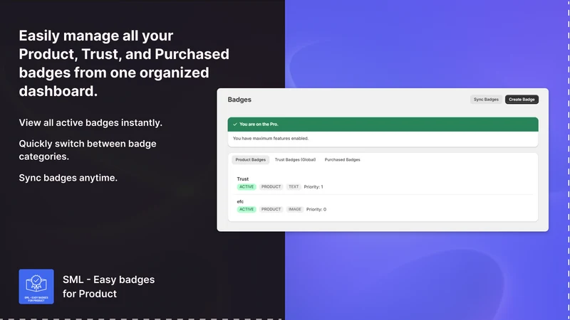 Easy badges for Product