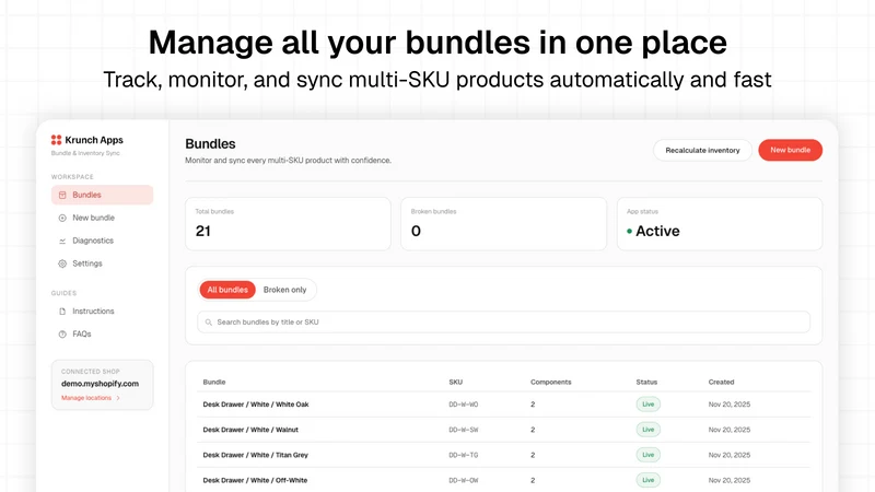 Krunch Bundle & Inventory Sync
