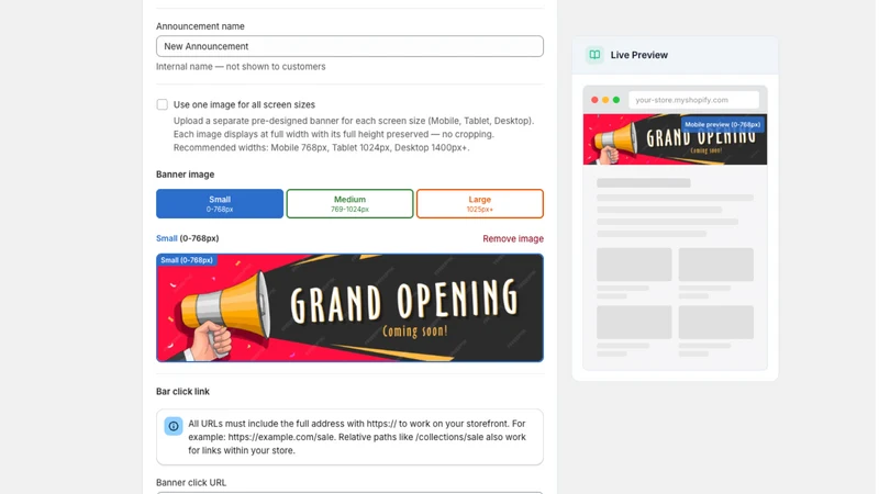 Announcement Banner Studio
