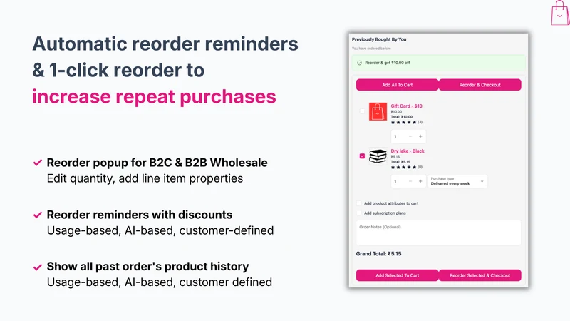 Buy Again & Reorder Reminders