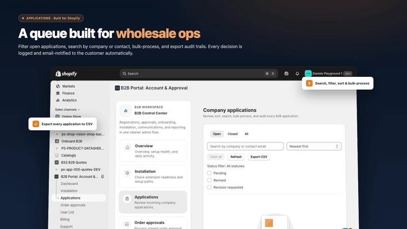 B2B Portal: Account & Approval