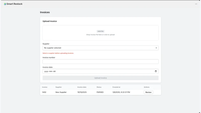 Smart Restock: PDF Invoices