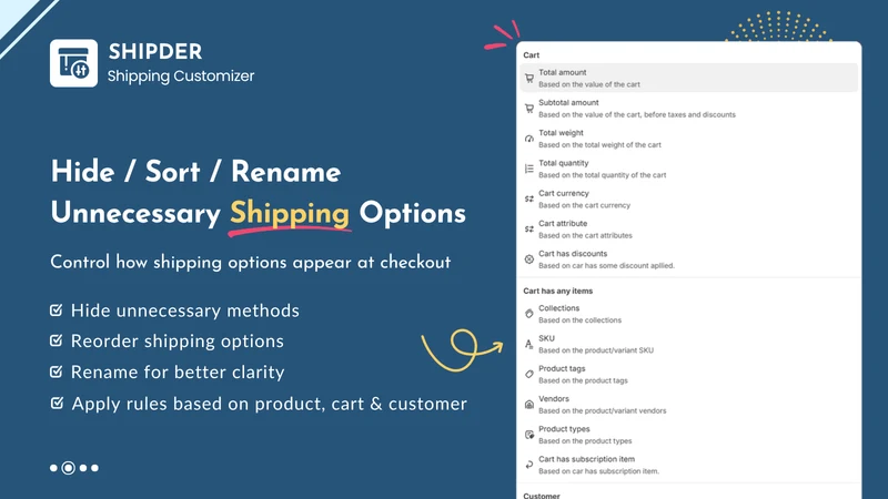 Shipder: Hide/Rename Shipping
