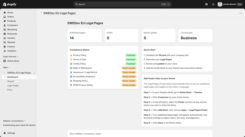 SWEDev EU Legal Pages