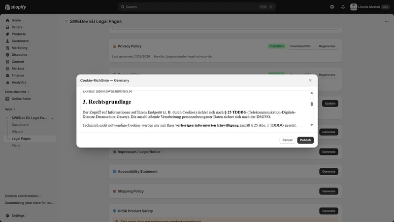 SWEDev EU Legal Pages