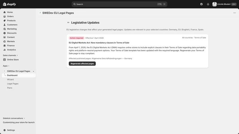 SWEDev EU Legal Pages