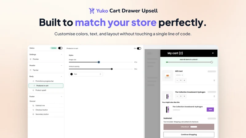 Yuko Slide Cart Drawer Upsell